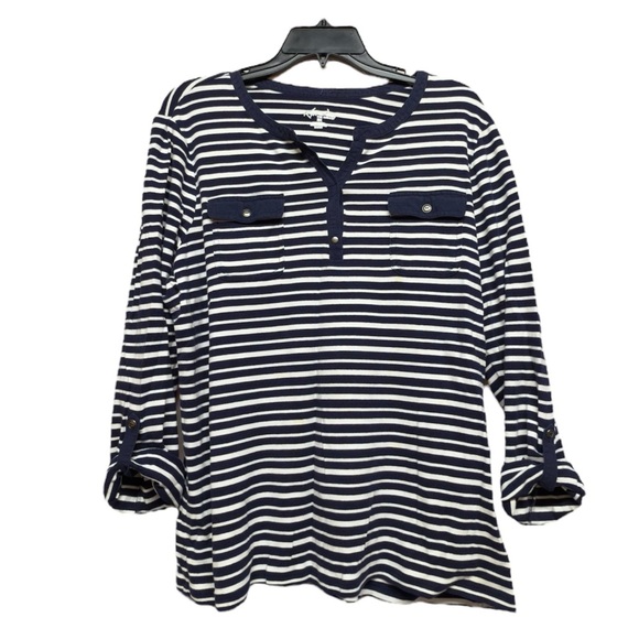 Kim Rogers Blue and White Button Down Top - Picture 1 of 3